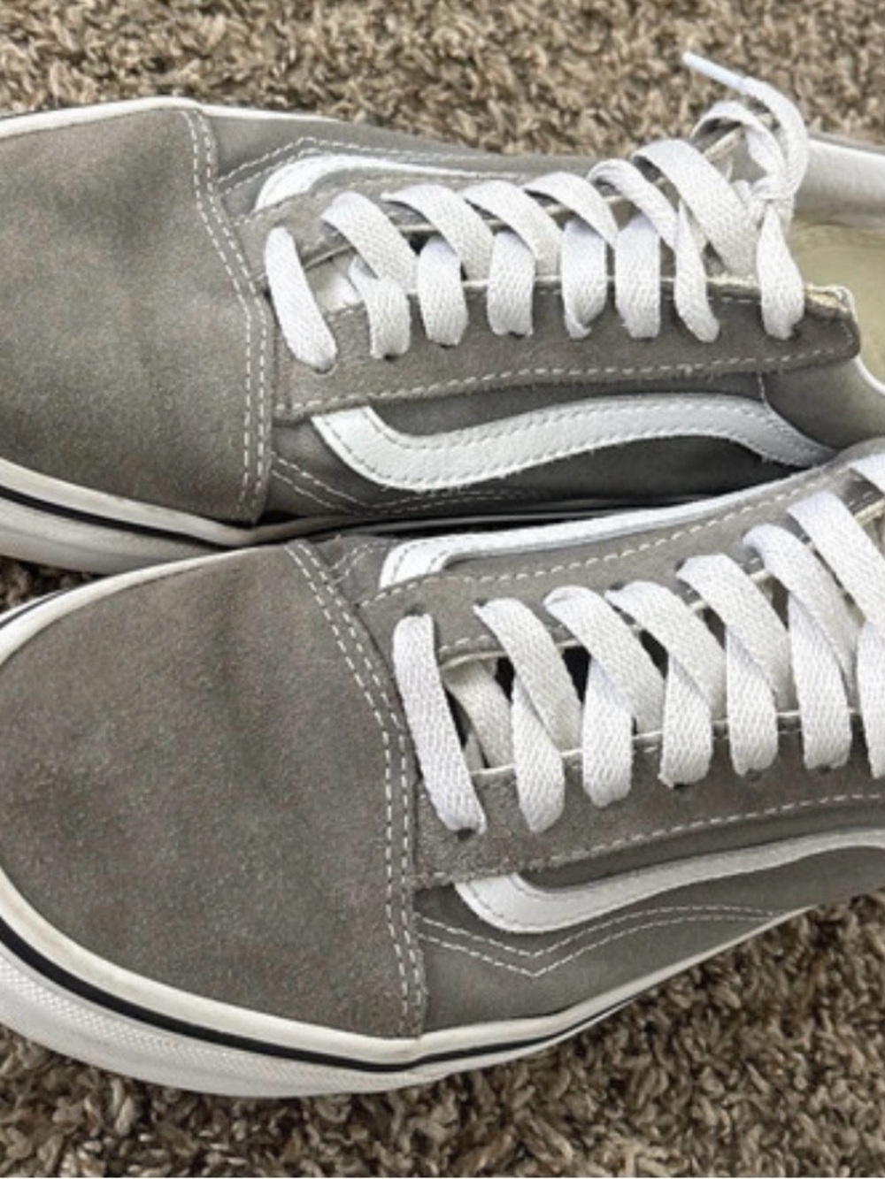 Vans Gray Suede Old Skool Sneakers with White Stripe